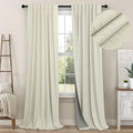 Cream Beige Blackout Curtains 90 Inches Long Thick Linen Patio Curtains by Pitalk