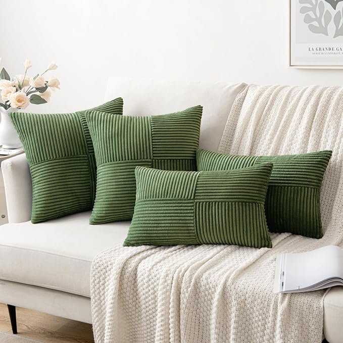 MIULEE Moss Green Decorative Throw Pillow Covers 18x18 Inch - Image 4