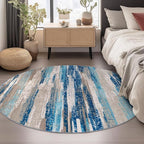 Lansny Modern Abstract Round Rug 6Ft, Circular Dining Room Rugs Thin Print Faux - Image 2