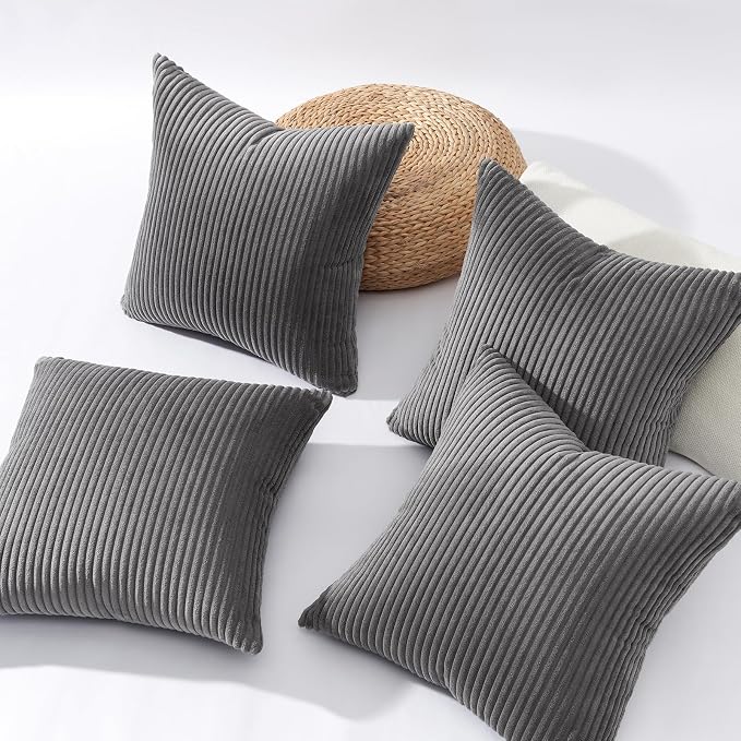 Topfinel Dark Grey Throw Pillow Covers Set of 4, Soft Velvet Modern - Image 6