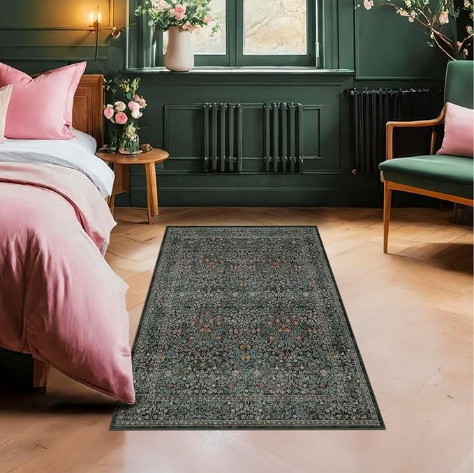 Dark Green 4x6 Washable Area Rug - Image 4