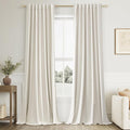 Guken Cream 100% Blackout Linen Curtains 126 Inch Length 2 Panels Set by Guken