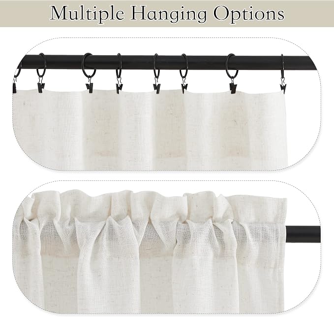RYB HOME Kitchen Curtains Over Sink 36 inches Length, Linen Blend Semi Sheer - Image 5