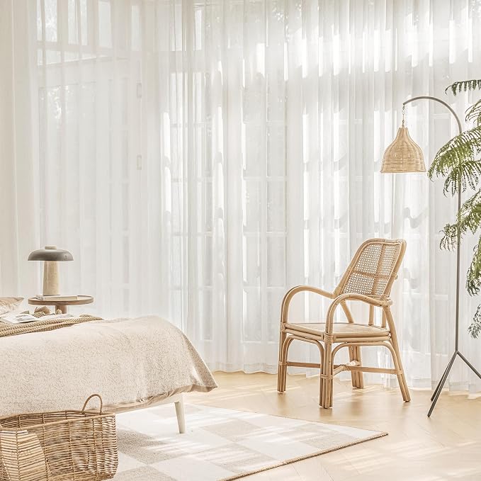 FMFUNCTEX Linen Sheer Curtains for Living Room, Natural Flax Blend Window - Image 9
