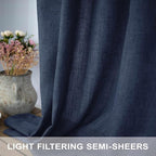 Navy Curtains 108 Inches Long for Living Room 2 Panels Set Back Tab Pocket - Image 3