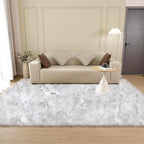 ORINOVA White and Grey Faux Shaggy Fur Rug - Image 3