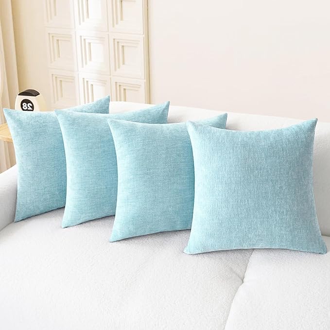 CaliTime Throw Pillow Covers Decorative 18 X 18 Inches Pack of 4 Cozy Chenille by CaliTime