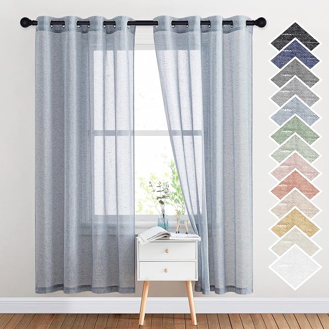 NICETOWN Semi Sheer Linen Blend Window Curtains, Grommet Solid Curtain Privacy by NICETOWN
