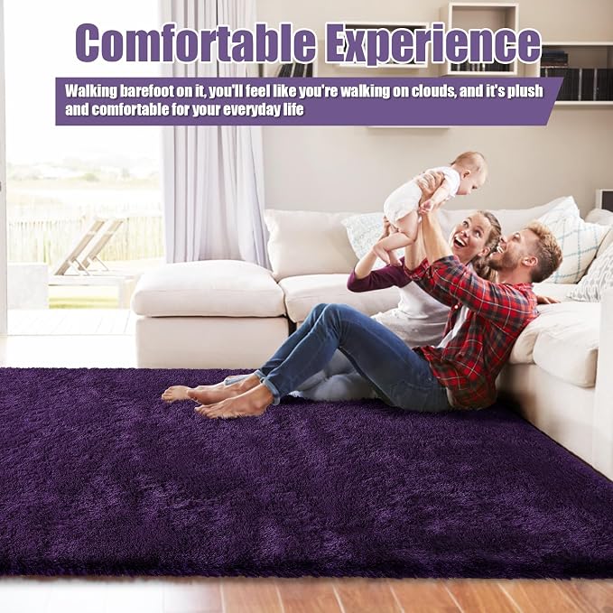 Shag Area Rug for Bedroom 5x8, Soft Fuzzy Rug Non-Shedding Indoor Plush Carpet - Image 2