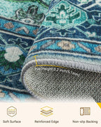 RELEANY Area Rugs 5ft Washable Non-Slip, Floral Vintage Distress Print Pattern - Image 3