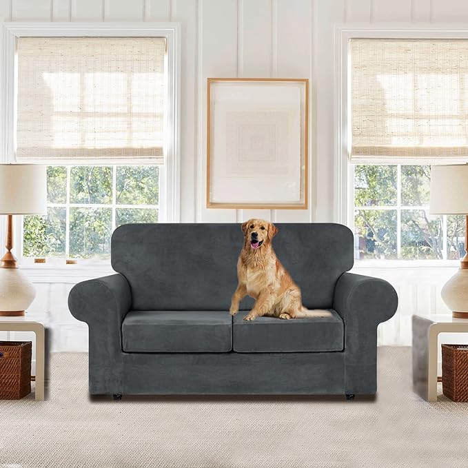 WEERRW Velvet Couch Covers for 2 Cushion Couch Sofa - Image 2