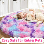 Amdrebio Hot Pink Rainbow Round Circle Area Rug 5Ft - Image 2