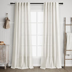 Cream Linen Curtains 90 inches Long by Nanspring