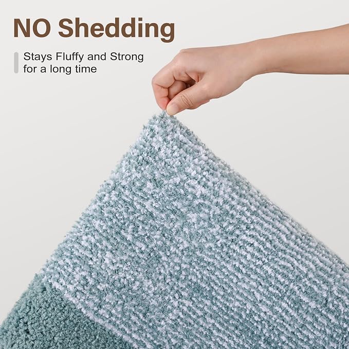 60x24 Long Bathroom Rugs Washable Non Slip, Dusty Blue Bath Mat - Image 8
