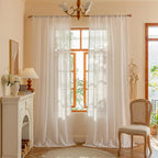 MYSKY HOME Semi Sheer Light Filtering White Bohemian Curtains by MYSKYHOME