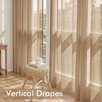 MIULEE Brown Sheer Curtains 90 Inches Long, 4 Panels Set, Rod Pocket Voile - Image 5