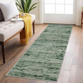 Lansny Modern Abstract Runner Rug 2x6, Forest Green Washable Kitchen Runner by lansny