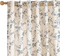 Lazzzy Farmhouse Linen Curtains Extra Long Blue Floral Curtains 108 Inch Long by Lazzzy