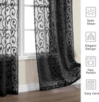 OWENIE Furman Black Sheer Curtains 72 inches Long 2 Panels Set, Light Filtering - Image 5