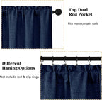 OWENIE Navy Blue Valances for Windows 1 Pcs, Light Filtering Textured Farmhouse - Image 4