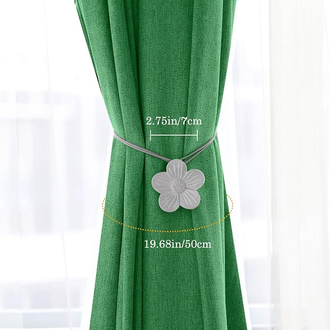 Lewondr Vintage Magnetic Curtain Tieback, 1 Pair Resin Flower Curtain Drapery - Image 8