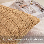 Pack of 2 Corduroy Decorative Throw Pillow Covers 20x20 InchSoft Striped Pillow - Image 2