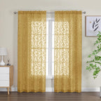 OWENIE Furman Semi Sheer Curtains 72 Inch Length 2 Panels Set, Jacquard Pattern - Image 2
