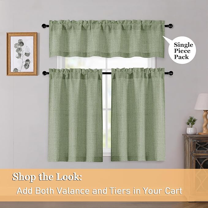 OWENIE Sage Green Valances for Windows 1 Pcs 20 Inch Length, Light Filtering - Image 6