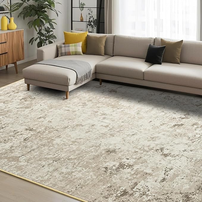 Toneed Abstract Area Rug Modern Washable Rug Soft Non Slip Rug Low Pile - Image 2