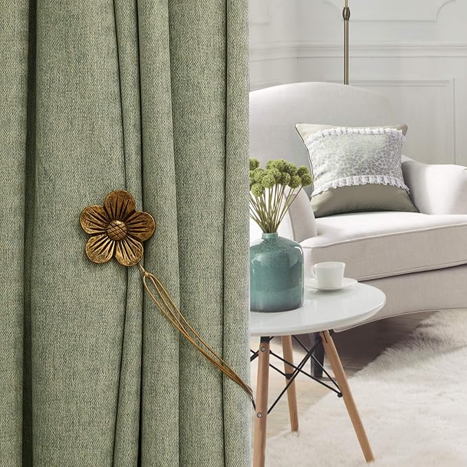 Lewondr Curtain tie Magnetic, 4 Pieces Vintage Resin Flower Curtain Drapery - Image 7