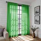 SpaceDresser Check Sheer Curtains 54 Inches 2 Panels Set, Rod Pocket Plaid - Image 4