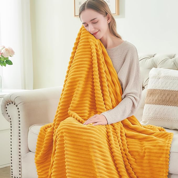 BEDELITE Fleece Blanket Twin Size – 3D Ribbed Jacquard Soft and Warm Decorative - Image 4