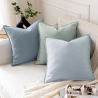 MIULEE Decorative Linen Euro Sham Pillow Covers 26x26 Light Blue Boho - Image 4