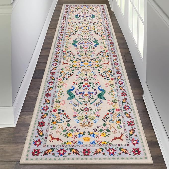 HEBE Washable Hallway Runner Rug 2'x 8' Non Slip Kitchen Rugs Runner, Low Pile by HEBE