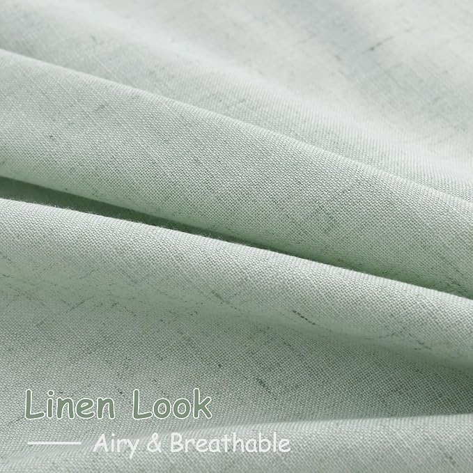 Extra Long Aqua Green Linen Curtains 120 Inch - Image 5