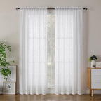 Simplebrand Semi Sheer White Curtains 84 Inches Long 2 Panels, Light Filtering by Simplebrand