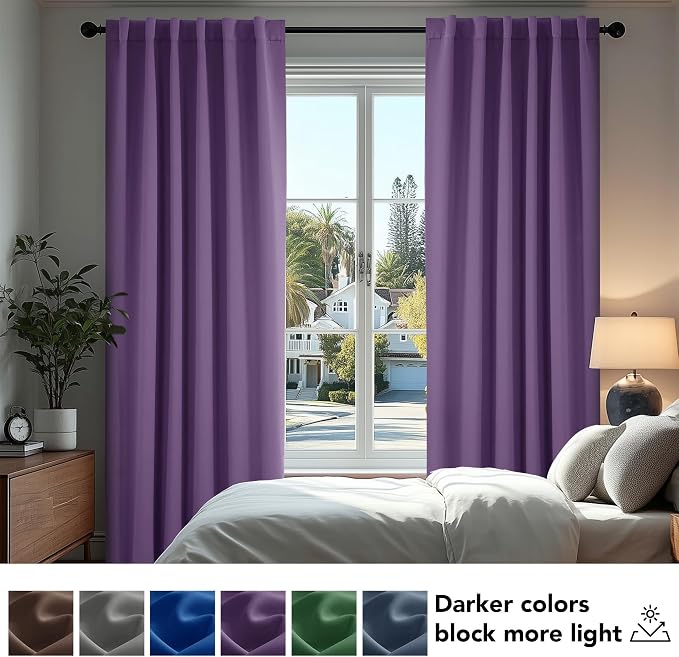 Deconovo Blackout Curtains, Thermal Insulated, W42 x L72 2 Panels, Back Tab - Image 4