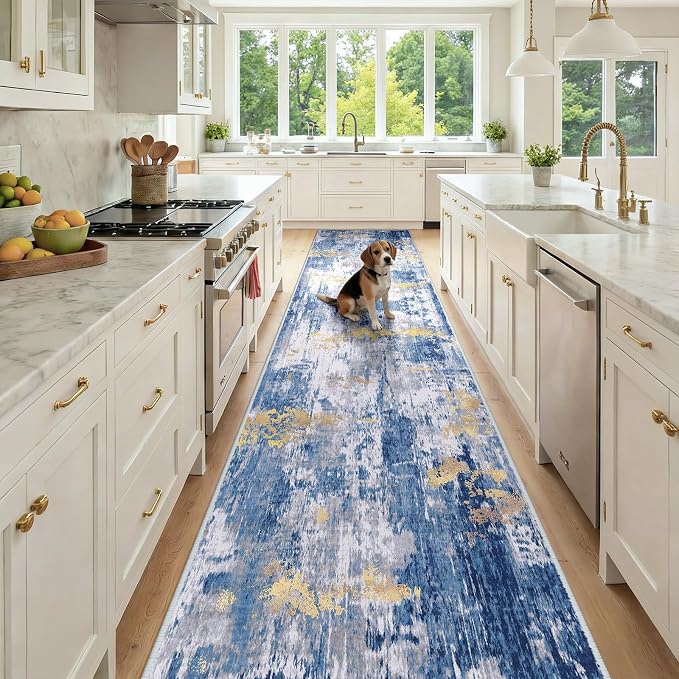 Washable Area Rugs 3x12 Non-Slip Modern Abstract Soft by RELEANY