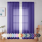 Simplebrand Purple Sheer Curtains 84 Inches Long, Light Filtering Rod Pocket by Simplebrand