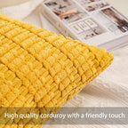 Pack of 2 Corduroy Decorative Throw Pillow Covers 18x18 InchSoft Boho Striped - Image 2