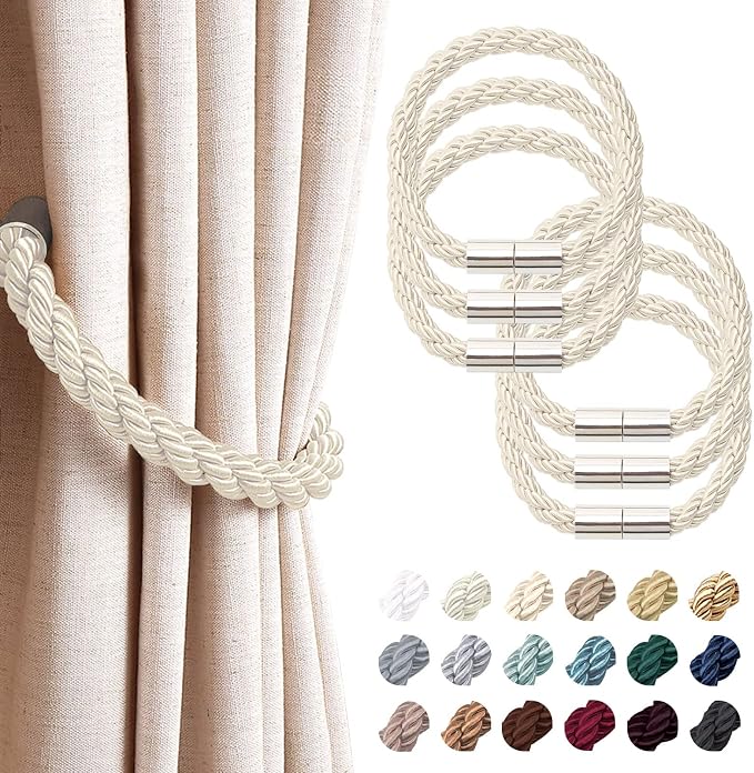 NICEEC 6 Pack Strong Magnetic Curtain Tiebacks Modern Simple Style Drape Tie by NICEEC