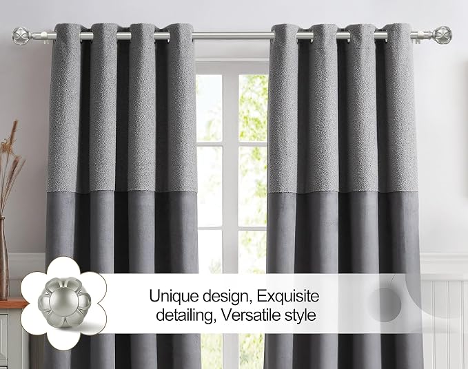 KAMANINA Curtain Rods for Windows 66 to 120 Inch, 7/8 Inch Antique Silver Heavy - Image 9