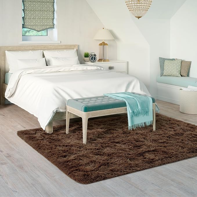 Goideal Fluffy Rug for Bedroom Living Room, 3x5 Brown Area Rugs, Faux Fur Shag - Image 3