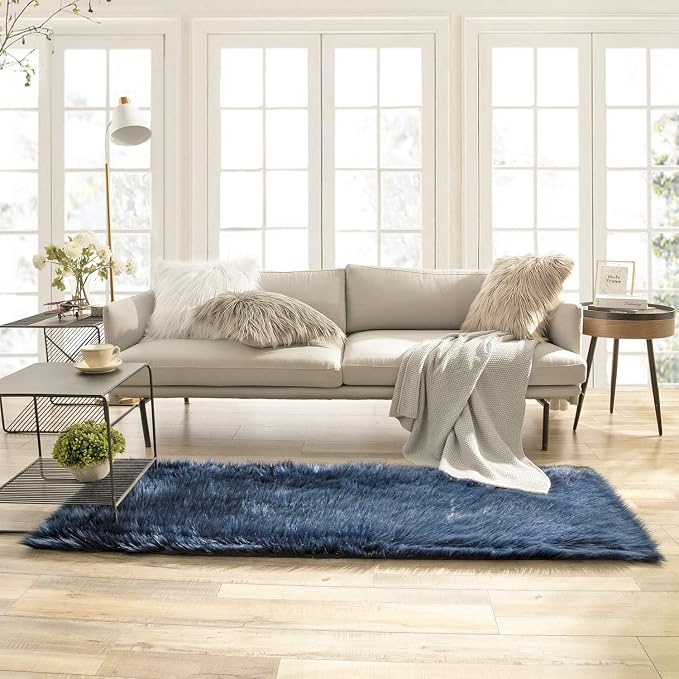 Ashler Faux Fur Rug, Fluffy Shaggy Area Rug, Ultra Soft 2.2 x 6 Feet Rectangle by AshlerHomeDeco