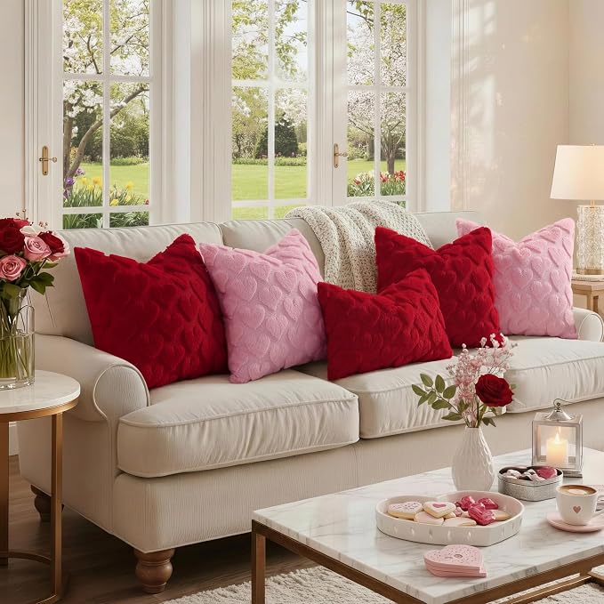 decorUhome Valentine’s Day Soft Plush Throw Pillow Covers 20x20 Inch Set of 2 - Image 7