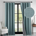 RYB HOME 100% Blackout Linen Textured Curtains 96 inches Long, Thermal by RYBHOME