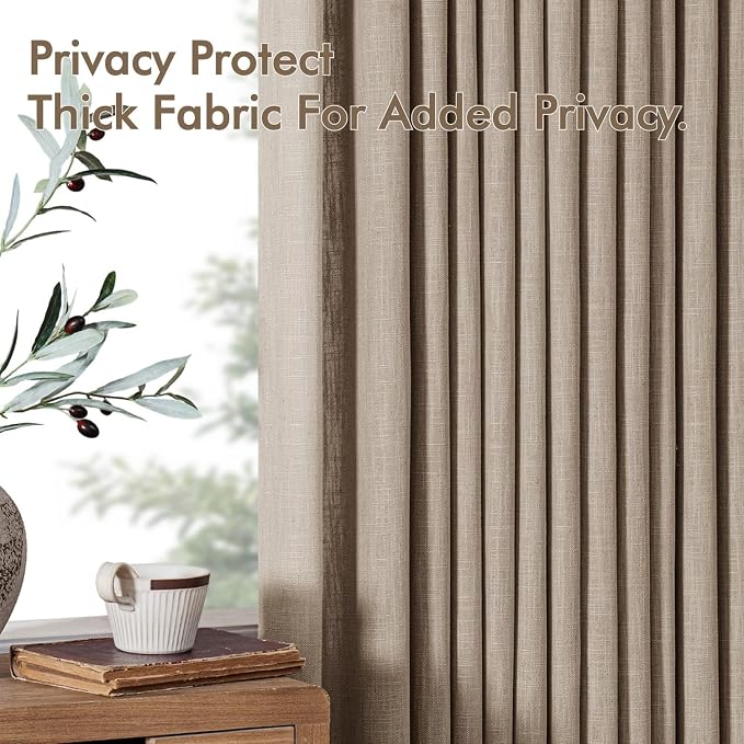 MIULEE Pinch Pleated Thick Linen Curtains 84 Inches Long 2 Panels - Image 7