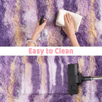 Soft Runner Rugs for Bedroom Hallways, 2x4 Abstract Purple Fluffy Shag Throw - Image 7