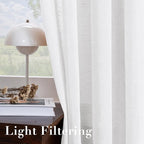 H.VERSAILTEX White Natural Linen Curtain Panels Energy Efficient Semi - Image 5