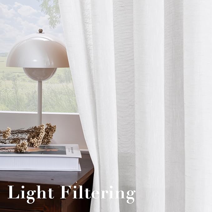 H.VERSAILTEX Natural Linen Semi Sheer Curtains Soft Semi Sheer Curtain Panels - Image 5